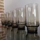 Set of 6 smoked glass water glasses - 1970s