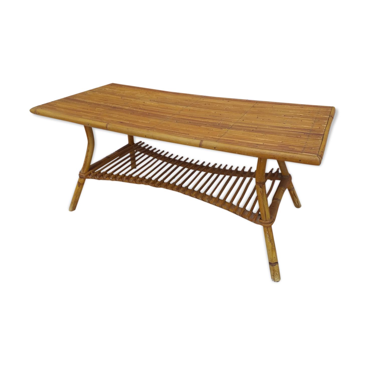 Vintage rattan coffee table 70