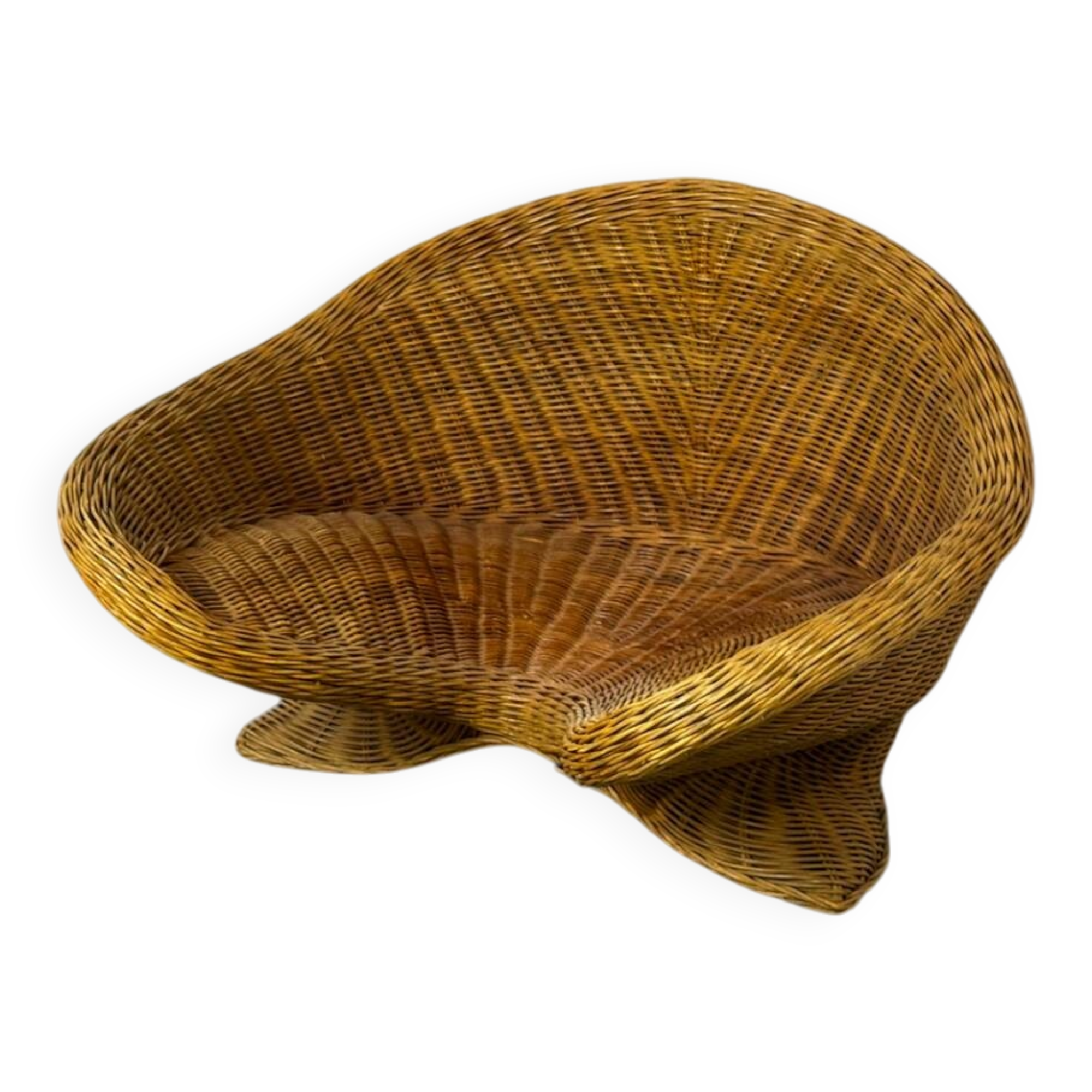 Vintage Shaped Wicker and bamboo Meditation Lotus Chair, 1970s