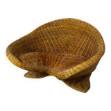 Vintage Shaped Wicker and bamboo Meditation Lotus Chair, 1970s