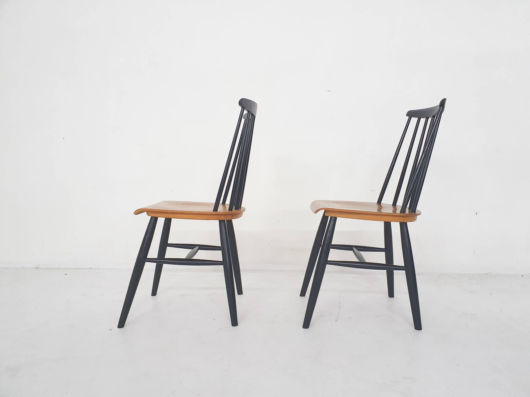 Set of two spindle back chairs, The Netherlands 1960's