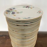 6 vintage plates in white Limoges porcelain signed TLB, flowers