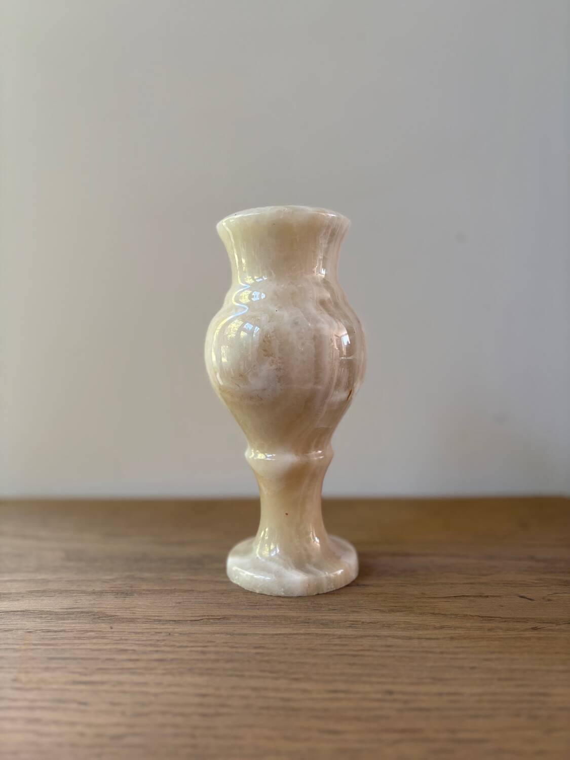 Honey agate vase, natural stone, vintage Italy, 1960s