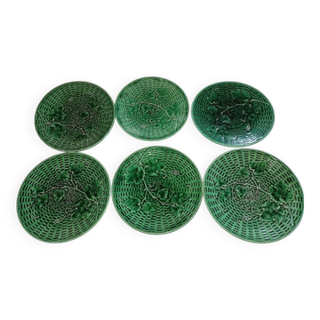 Set of dessert plates Sarreguemines – Art Nouveau earthenware, decoration
