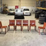 Cassina 6x Cab 412 burgundy by Mario Bellini NP : 9000€