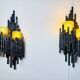 Set Of Double Chalice Brutalist Wall Lamp By Marcel Fantoni, Italy, 1960S