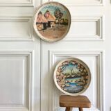 Wall composition of painted baskets