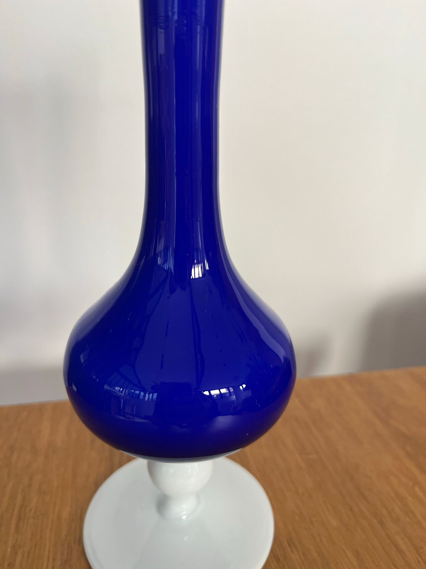 Vintage royal blue and white opaline soliflore vase