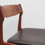 Set of 4 dining chairs 1960s teak/leather, Erik Buch