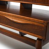 Kurt Østervig Low Walnut Sideboard with Bookcase Top 1950s