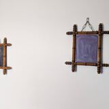 Antique bamboo mirror with pitted glass 40x34 cm