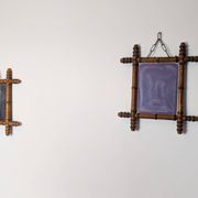 Miroir ancien bambou tourné glace piquée 40x34 cm