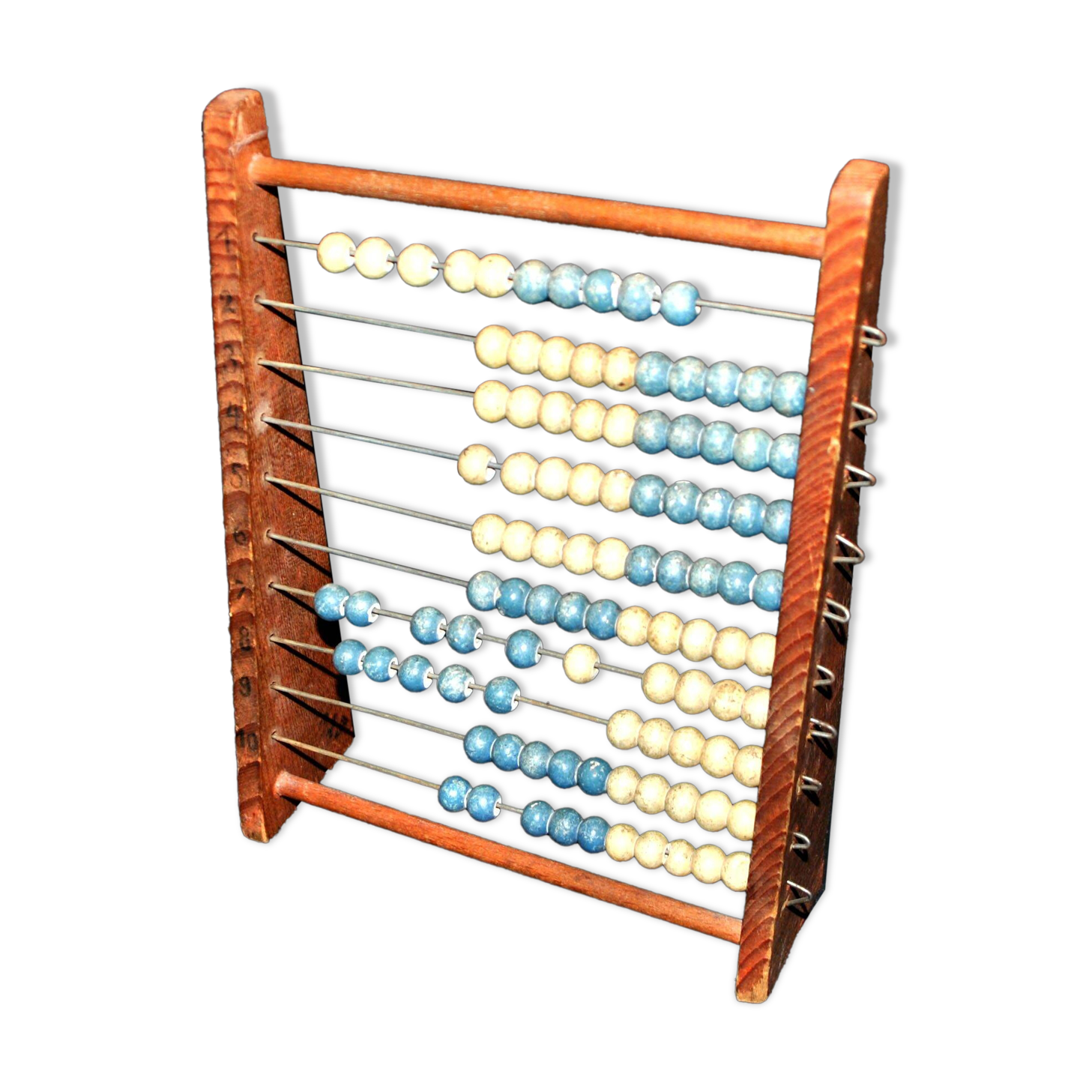Vintage wooden school abacus - counting board unit tens in pearl school 1960-70