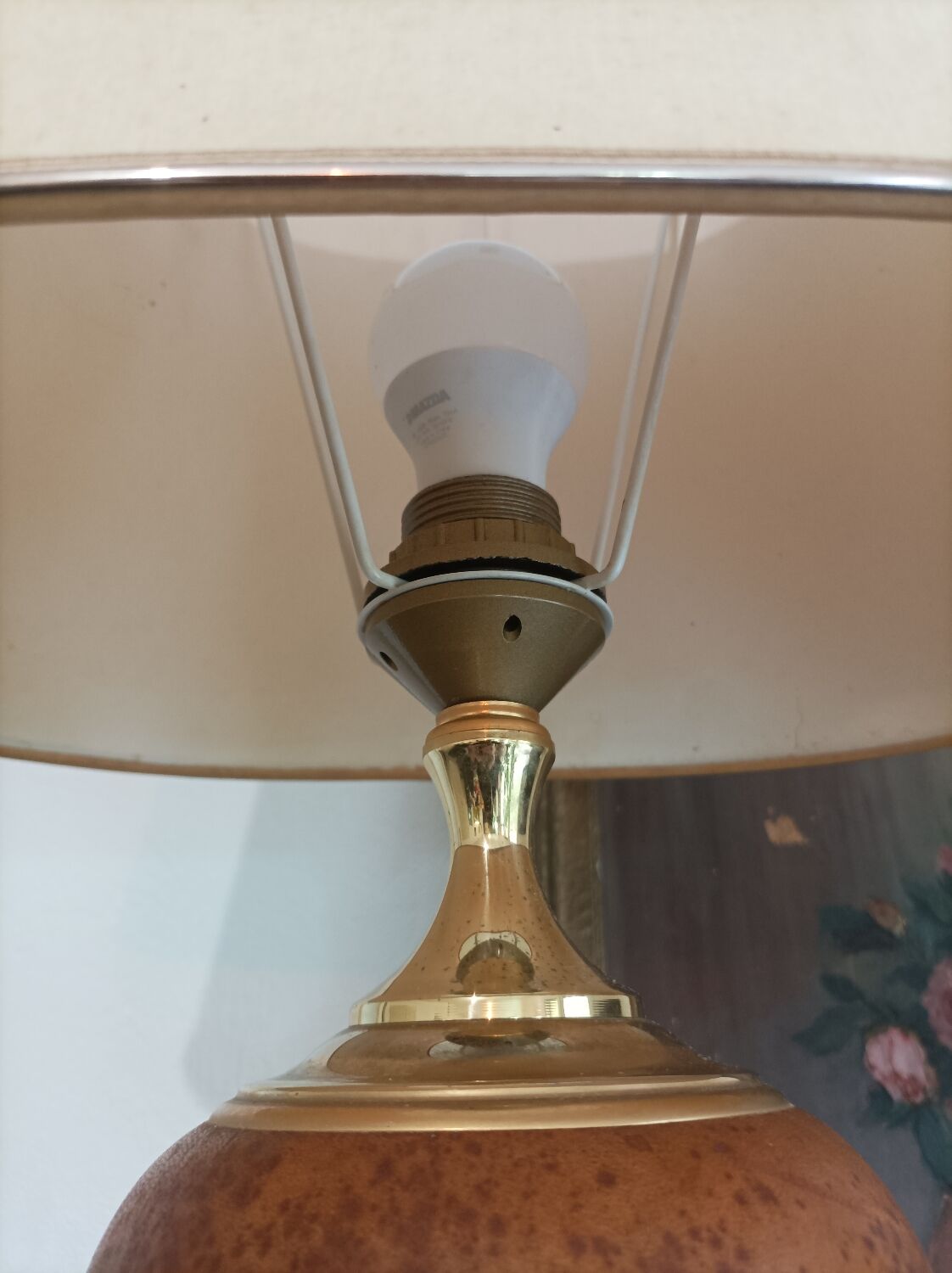 Le Dauphin lamp France vintage leather and brass