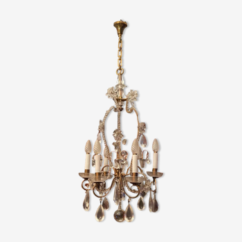 18th century Italian style crystal pendant chandelier with 6 lights