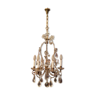 18th century Italian style crystal pendant chandelier with 6 lights
