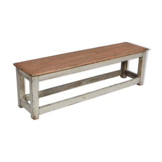 Table basse patine rose blanc piece d'origine vieux teck