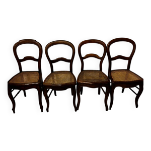 Lot de 4 chaises en cannage - philippe bois