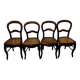 Lot de 4 chaises en cannage et bois Louis Philippe
