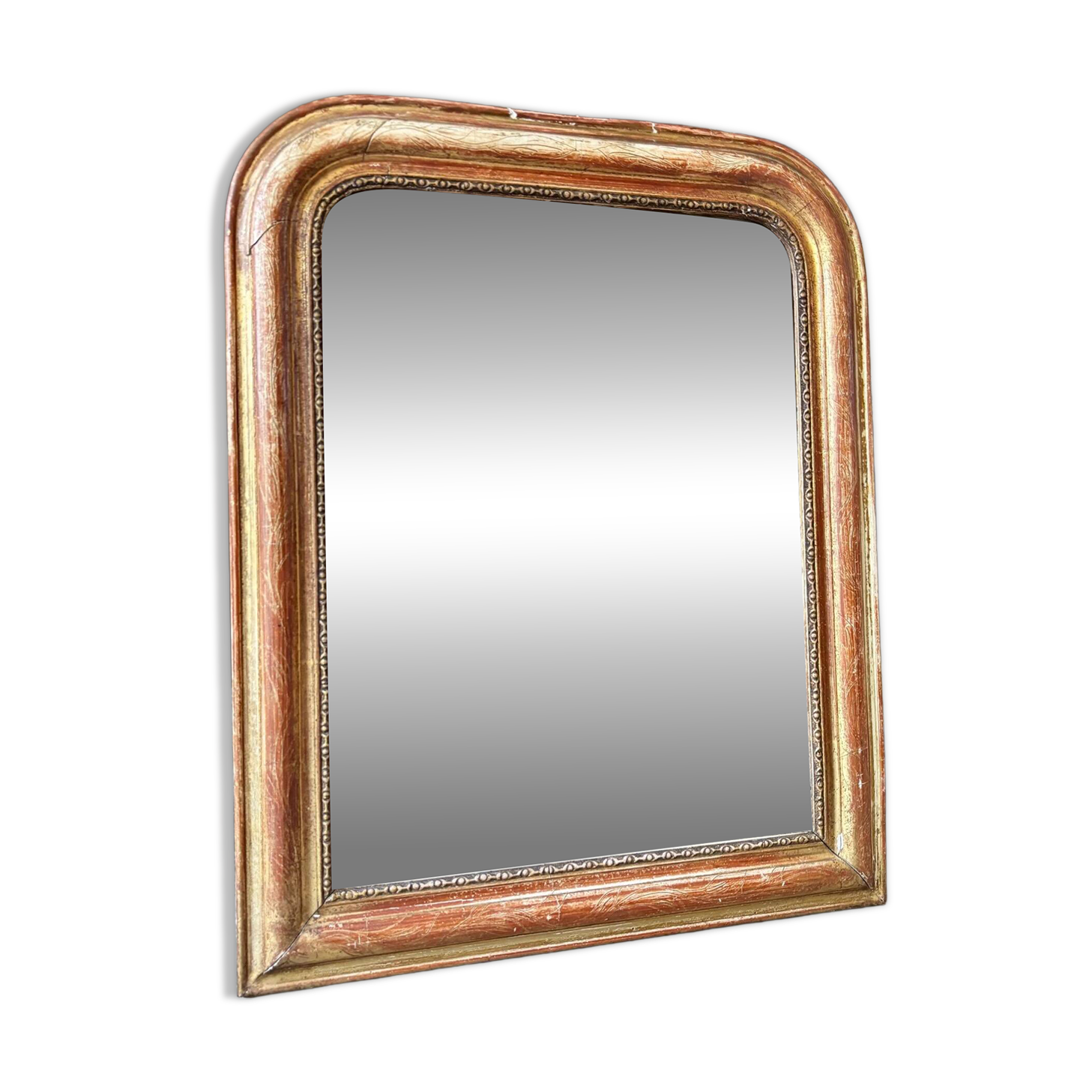 Louis Philippe mirror in gilded stucco ☐ 63.5 x 51 cm