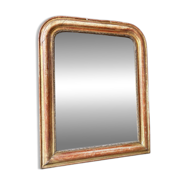 Miroir Louis Philippe en stuc doré ☐ 63,5 x 51 cm