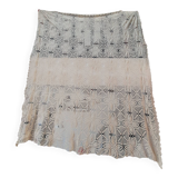 vintage crochet plaid blanket 236cm by 170cm beige color