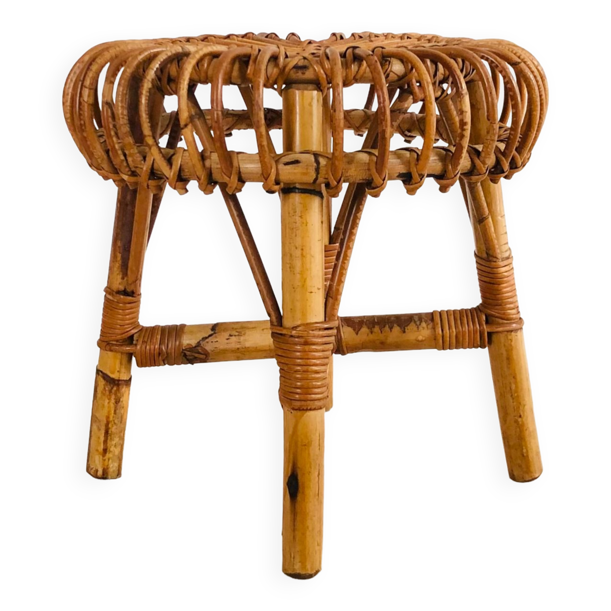 Rattan stool by Franco Albini for Vittorio Bonacina, Italy 60s
