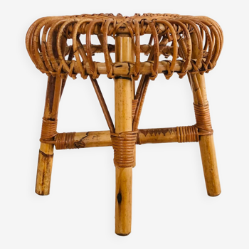 Tabouret en rotin par Franco Albini pour Vittorio Bonacina, Italie années 60