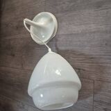 vintage pendant light from the 60s and 70s in white opaline with rosette