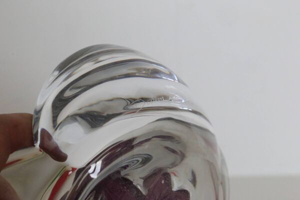 Coupe / Vide-poche Daum série Coppelia, cristal et pate de verre rose