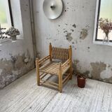 Moroccan wooden and rope armchair