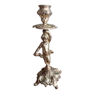 Solid brass candle holder Cherubin / Putti