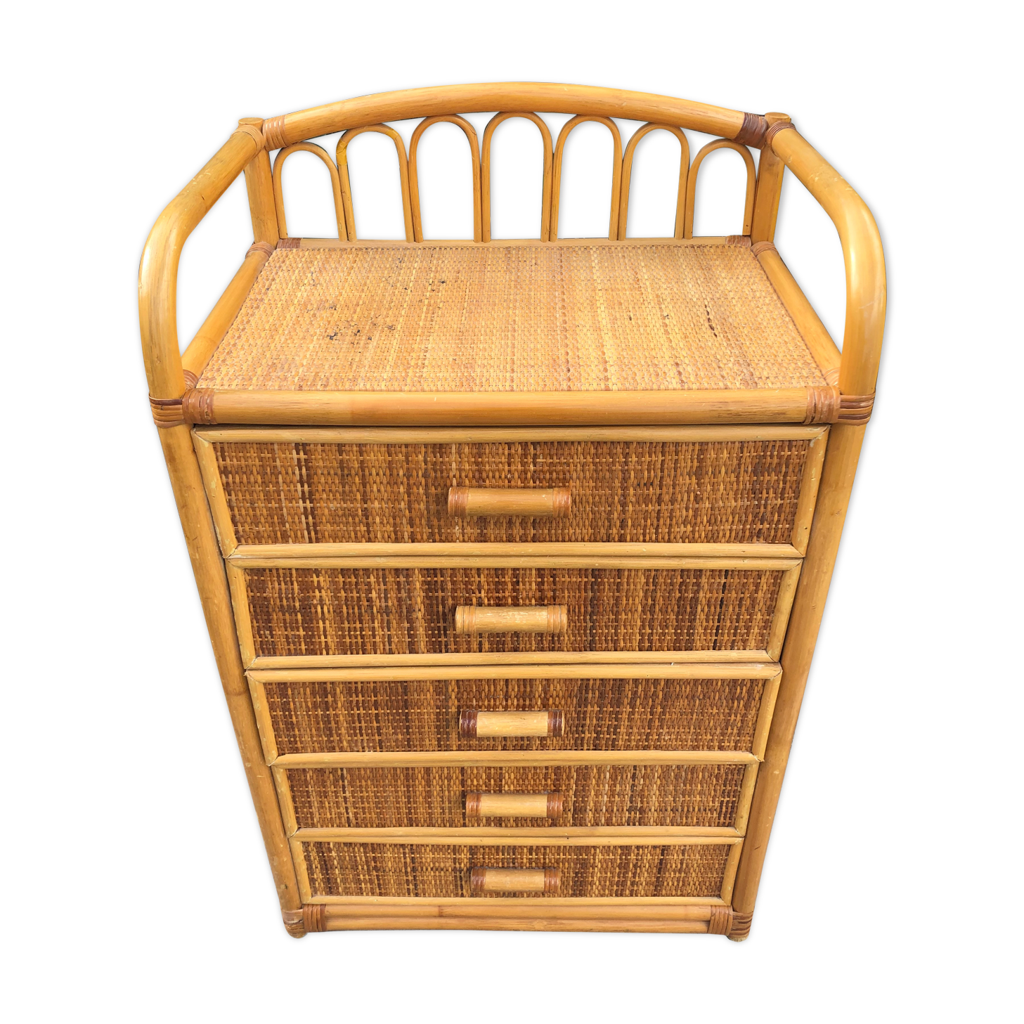 Vintage rattan and bamboo chiffon