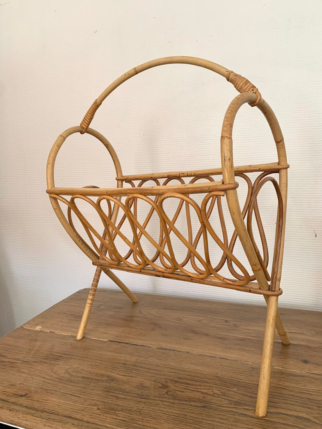 Rattan magazine rack