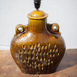 vintage enamelled terracotta lamp, table lamp, lampshade lamp, pottery, home decor, lamp