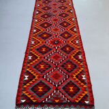 Old turkish kilim runner 345x90 cm, vintage kelim rug, long and narrow
