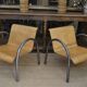Paire de fauteuils en métal et bois 1950
