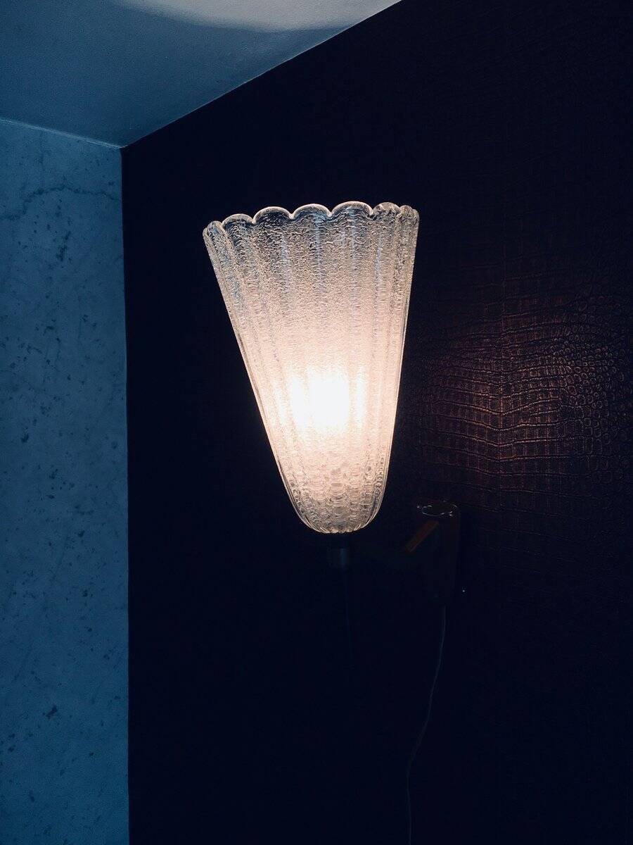 Italian Art Glass Wall Lamp by Barovier & Toso, 1950s