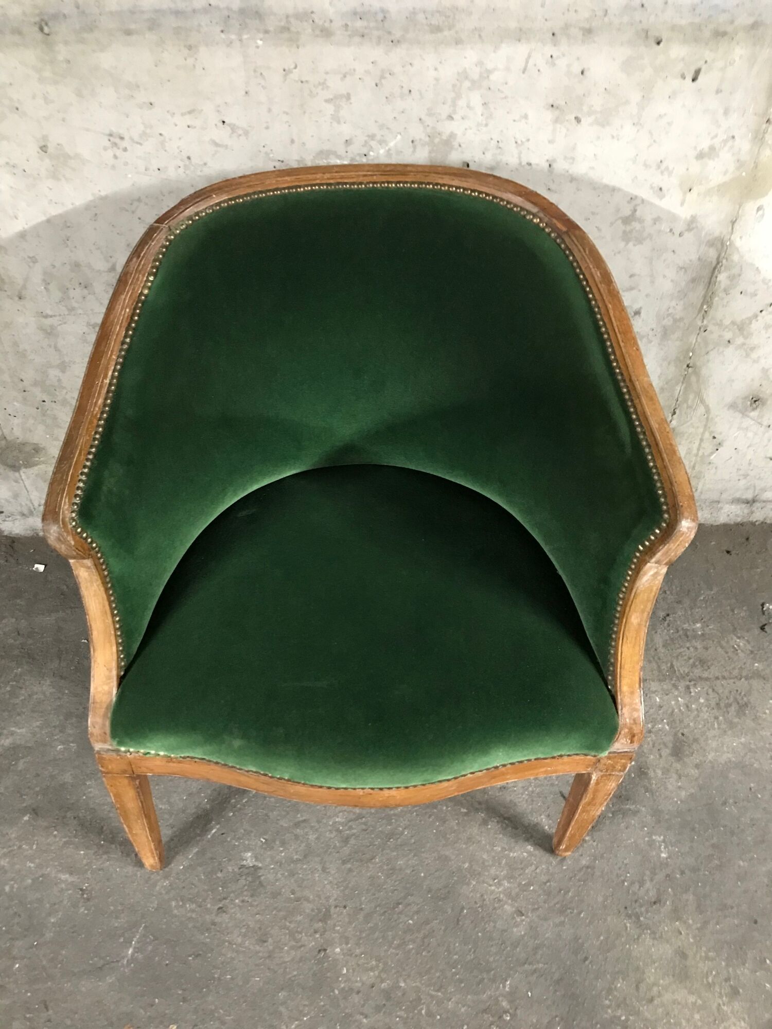 Office velvet green louis XVI bergere Chair