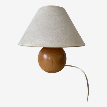 Lampe boule  en bois blond vintage