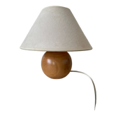 Lampe boule  en bois blond vintage