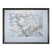 Printed in 1878, map of the Rhine from Mainz to Coblenz.
