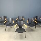 Vintage leather armchairs by Arrben Italy, 1980s - set of 6