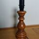 Turned wood lamp with fabric lampshade