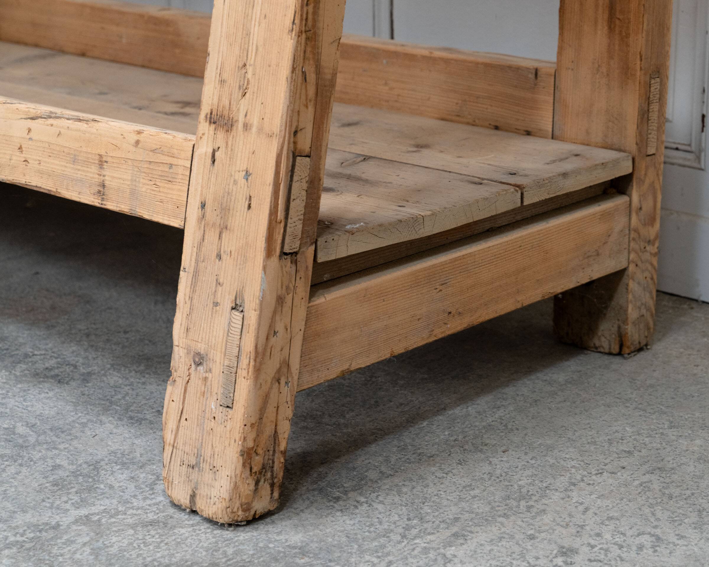 Old pine workbench completely stripped, 1940
