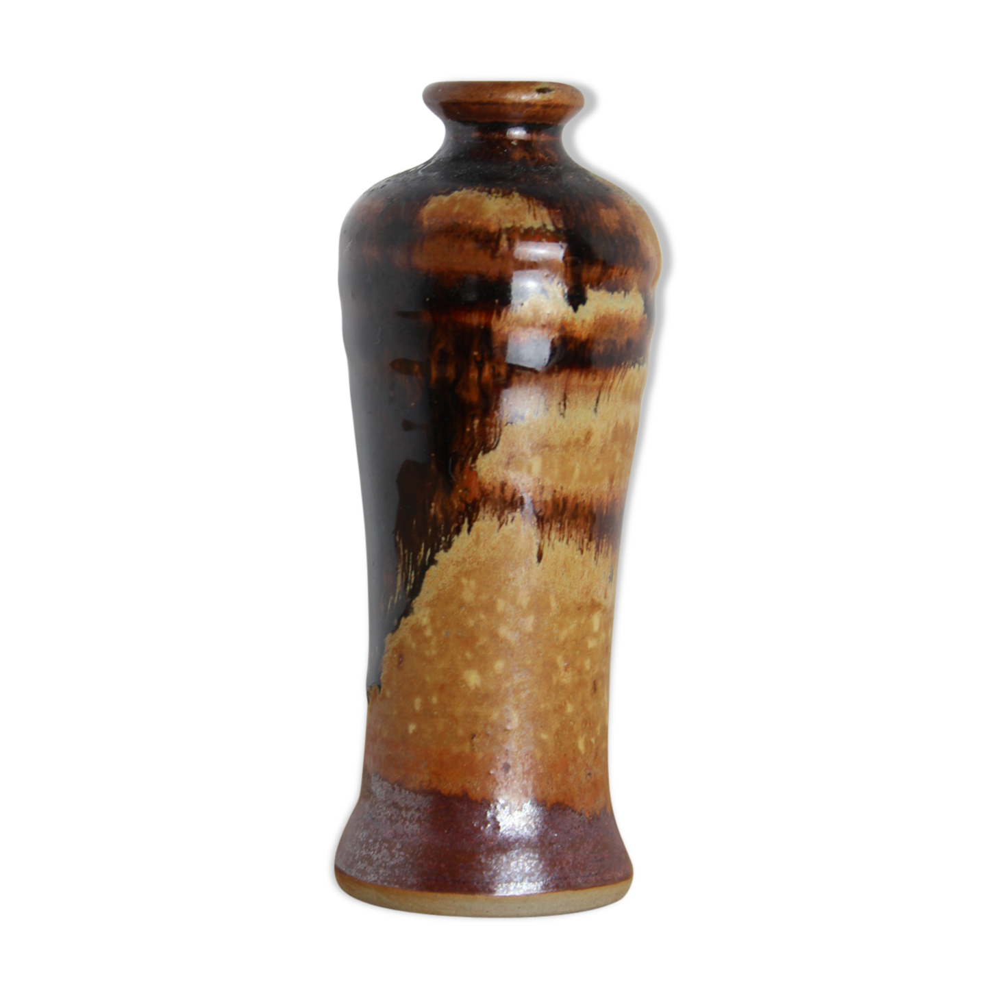 Vase 13cm brown ceramic doilies
