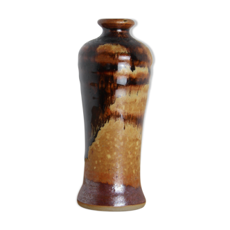Vase 13cm brown ceramic doilies