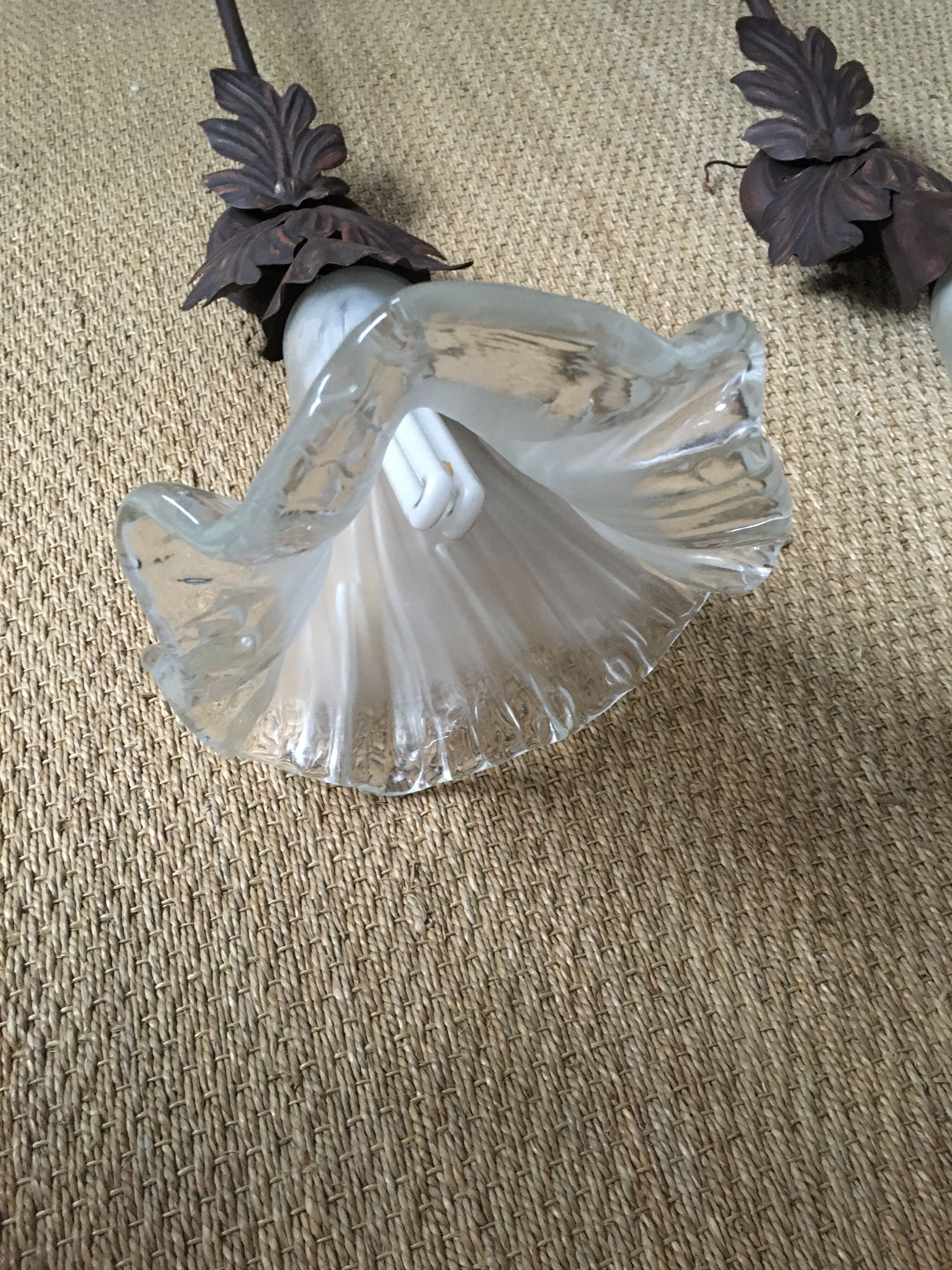 Pair of Murano metal and glass sconces