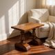 A small, rustic walnut wooden table, crafted from solid walnut wood, 1