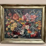 Original Still Life Oil on Canvas “Still Life with Flowers” by F. Wiegand